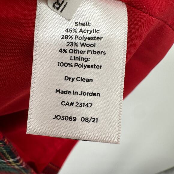 TALBOTS Wool Blend Red Plaid Skirt with Gold Hardware // 4 Petite - Picture 8 of 12